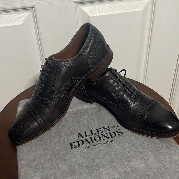 🔥🔥 ALLEN EDMONDS "Strand" Cap-Toe Oxford Dress Shoes Size 9.5 B - Carbon Gray - Picture 3 of 16